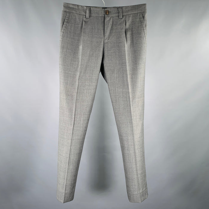 BRUNELLO CUCINELLI Size 32 Grey Wool Pleated Dress Pants