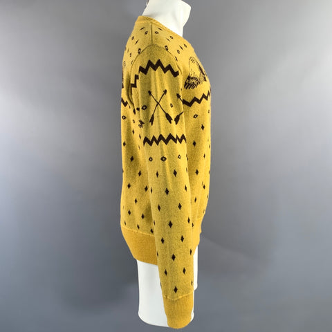 VISVIM FW2017 Size L Yellow Brown Knitted Wool Crew Neck Sweater