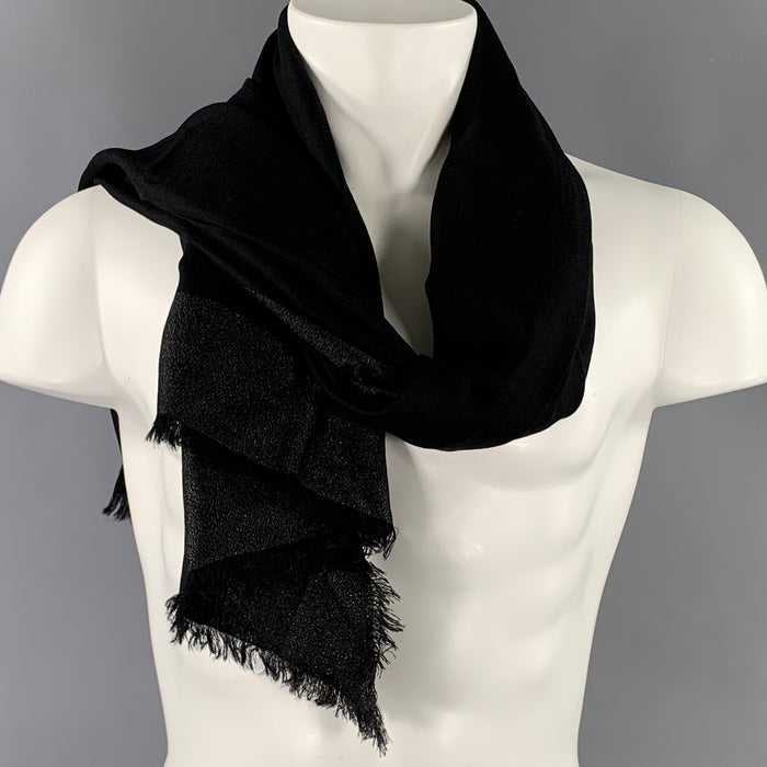 MARC JACOBS Black Metallic Wool Cashmere Blend Scarves