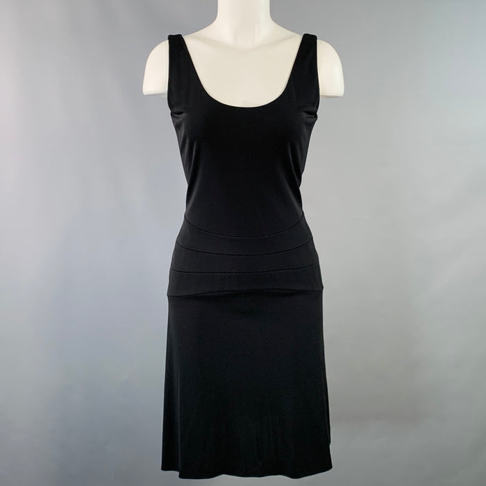 HERVE LEGER Size 8 Black Viscose Blend Sleeveless Knee Length Cocktail Dress