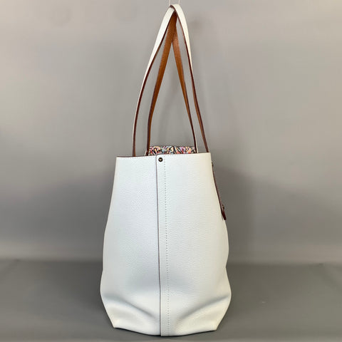 COACH Pink Light Blue Pebble Grain Leather Tote