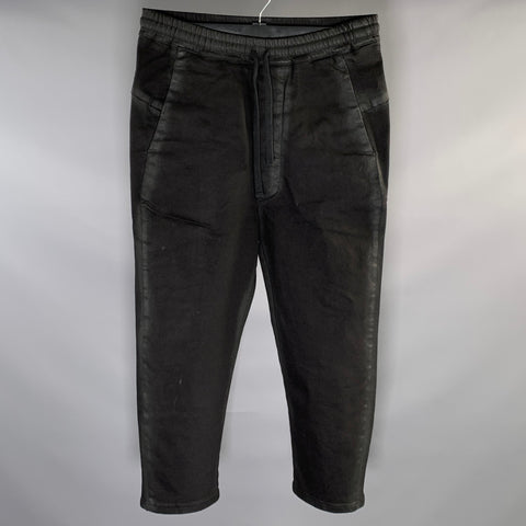 THOM KROM Size L Black Cotton & Elastane Drop Crotch Casual Pants