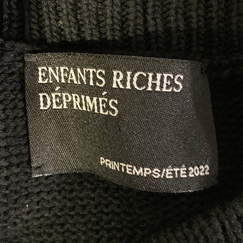 ENFANTS RICHES DEPRIMES SS2022 L Black White Knitted Cotton Crew Neck Sweater