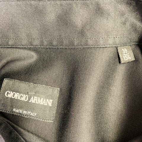 GIORGIO ARMANI Size M Black Spread Collar Long Sleeve Shirt