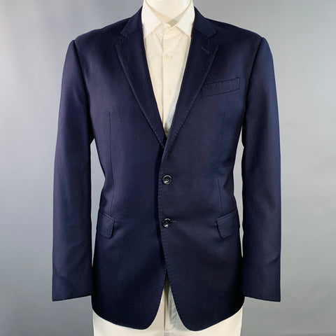 GIORGIO ARMANI Size 46 Navy Woven Virgin Wool Notch Lapel Sport Coat