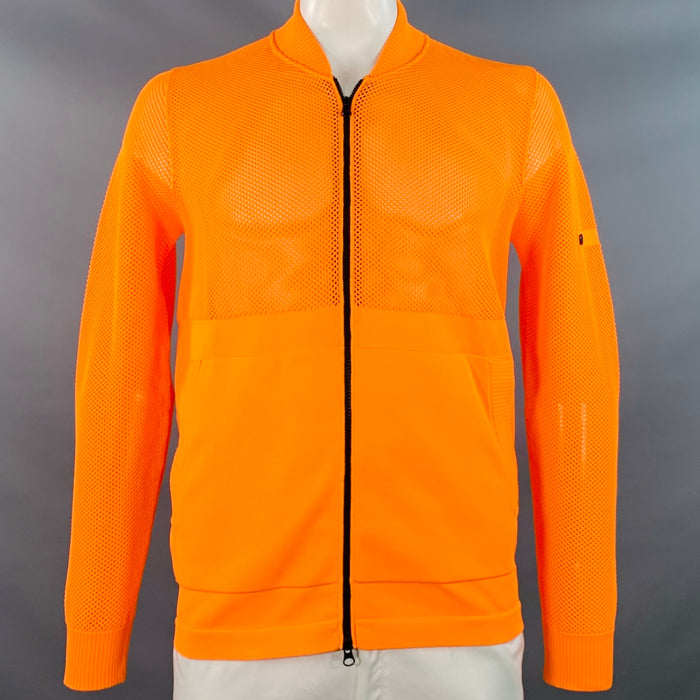 STONE ISLAND SS19 Size XL Fluo Orange Neon Mesh Polyester Zip Up Jacket