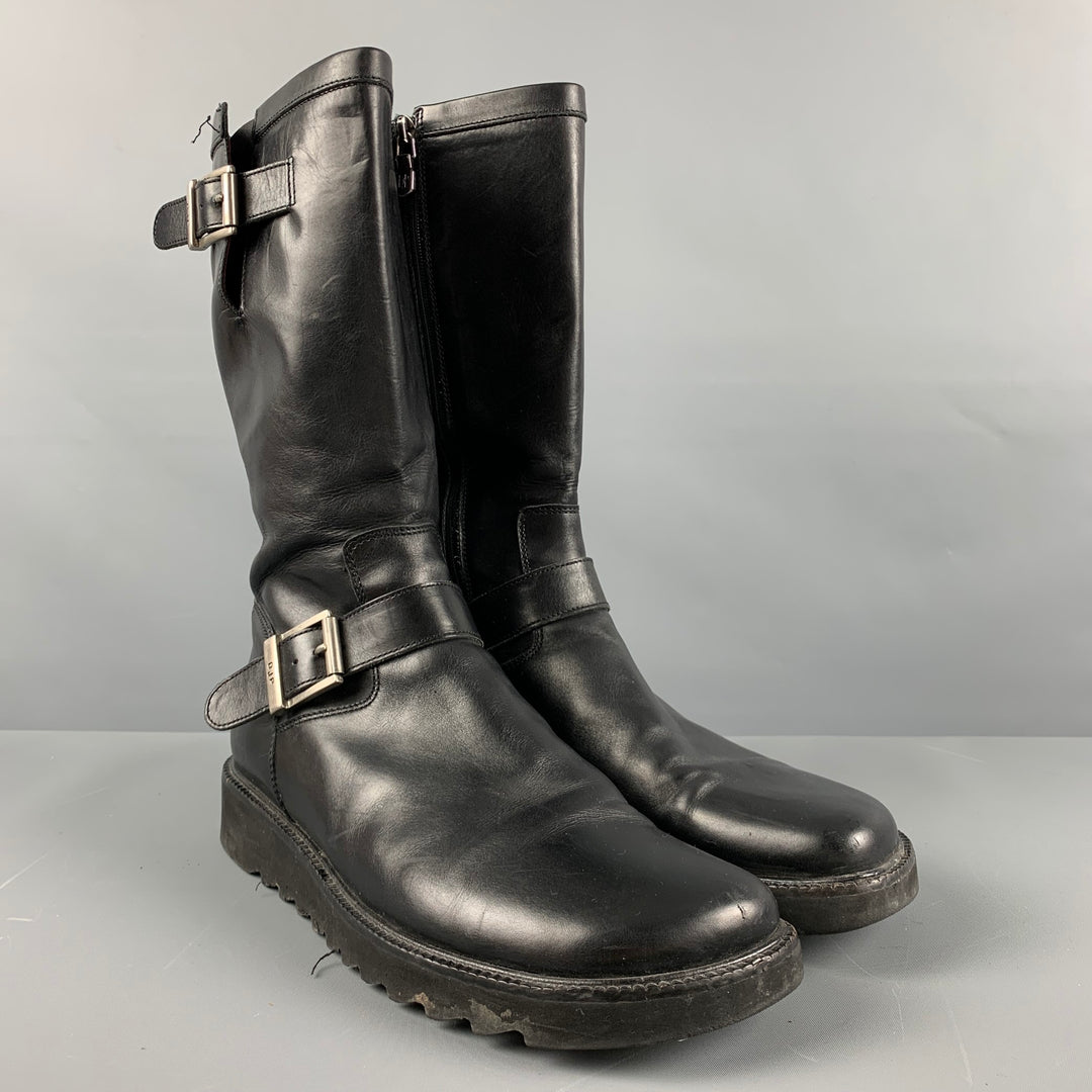 DONALD J PLINER Size 9.5 Black Leather Side Zipper Boots