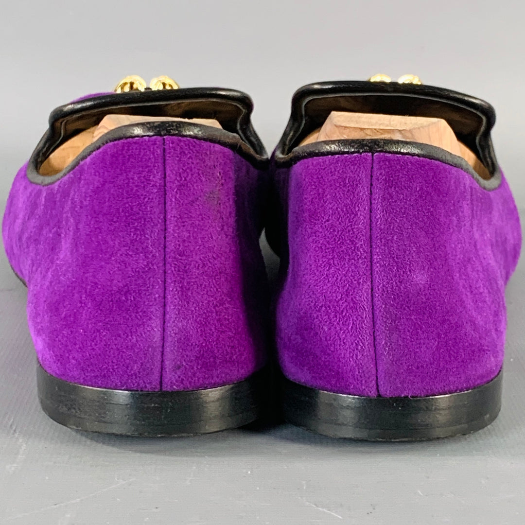 GIUSEPPE ZANOTTI Size 9 Purple Suede Slip On Metal Tassel Loafers