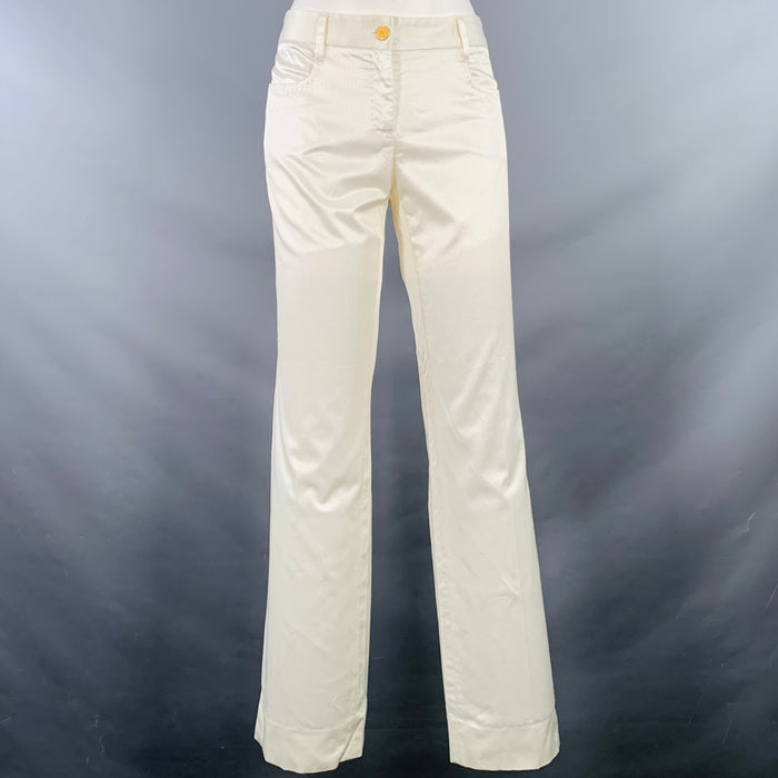 DOLCE & GABBANA Size 6 White Cotton Blend Twill Flat Front Straight Casual Pants