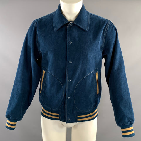 SCHOTT Size S Blue Khaki 9504 Corduroy Cotton & Chinlon Reversible Jacket