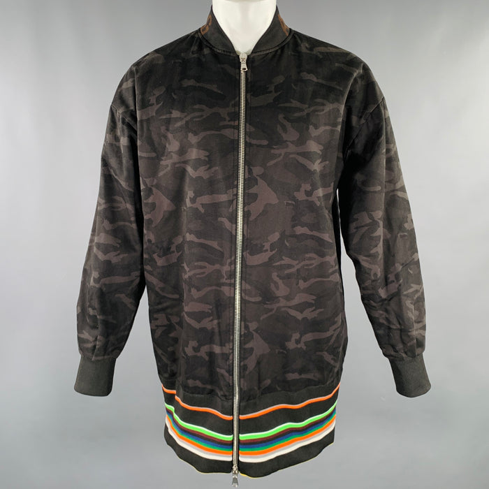 RAF SIMONS Size 38 Black Grey Oversized Camo Cotton Zip Up Coat