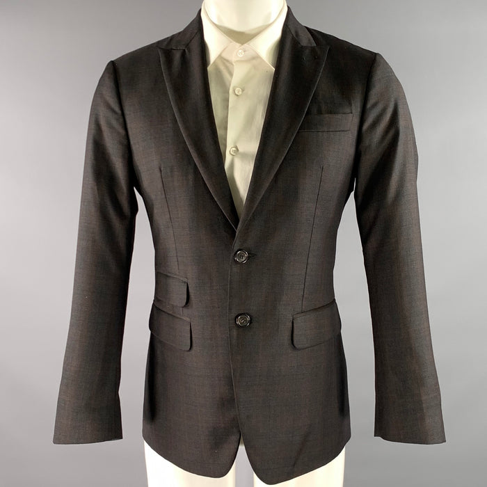 DSQUARED2 Size 38 Grey Brown Plaid Wool Peak Lapel Sport Coat