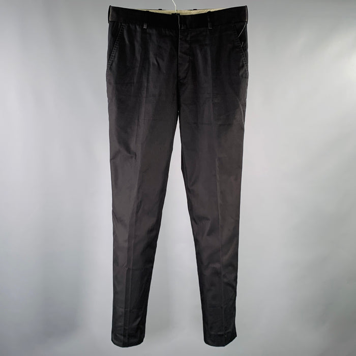 ALEXANDER MCQUEEN Size 32 Black Cotton Tuxedo Dress Pants