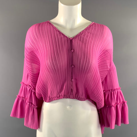 RAMY BROOK Size S Purple Polyester Pleated Casual Top