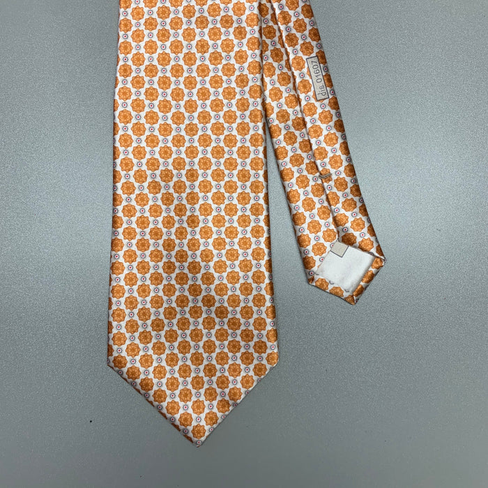 BRIONI Rust Cream Floral Silk Tie