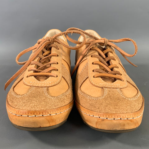 HENDER SCHEME Size 9.5 Tan Khaki Mixed Patterns Mixed Fabrics Lace Sneakers