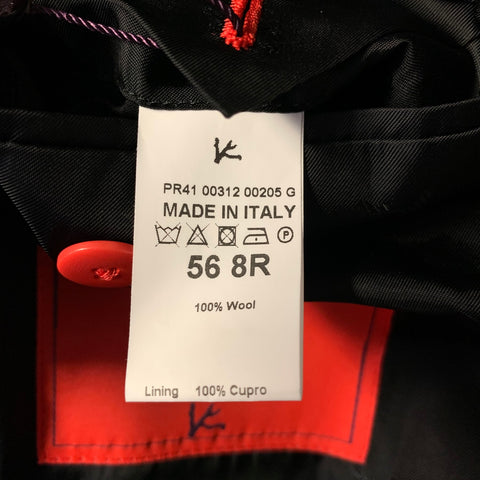ISAIA Chest Size 46 Black Red Wool Peak Lapel 38 36 Tuxedo