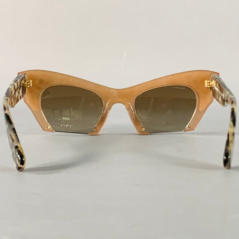 MIU MIU Rasoir Silver Taupe Rhinestones Acetate Semi Rimless Cat Eye Sunglasses