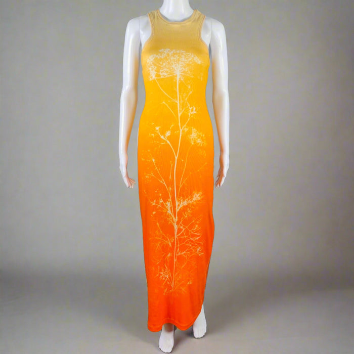 LOEWE Size M Orange Beige Cotton Blend Ombre Tank Long Dress