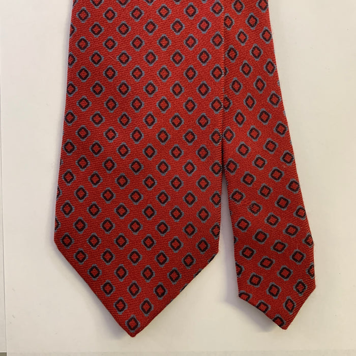 ERMENEGILDO ZEGNA Size One Size Red Blue Abstract Silk Cashmere Blend Tie