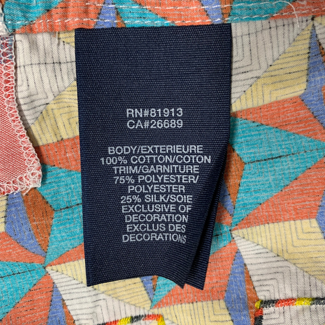 ROBERT GRAHAM Size L Multi Color Geometric Cotton Button Up Short Sleeve Shirt