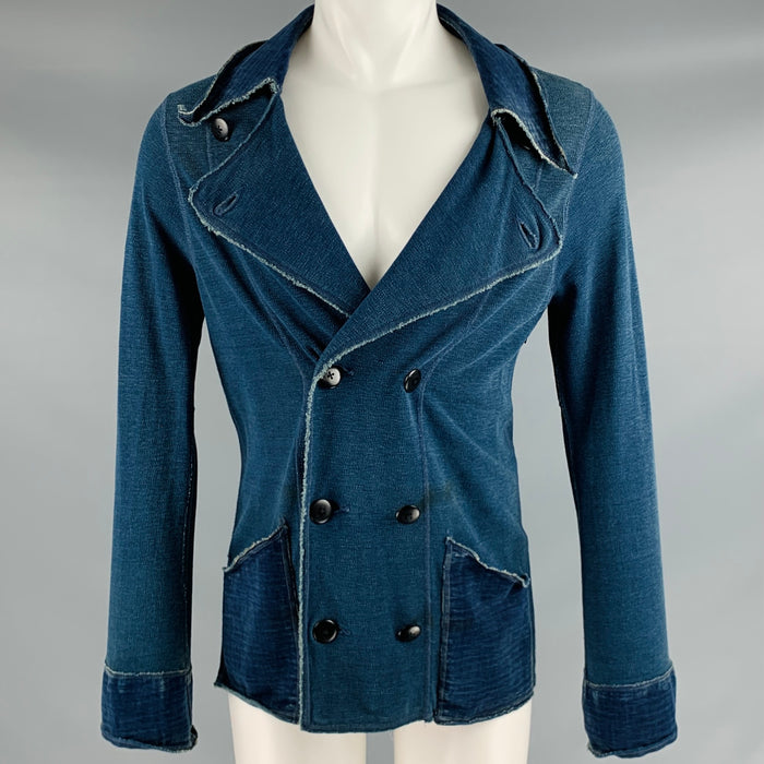 KAPITAL Size S Navy Linen Blend Double Breasted Jacket