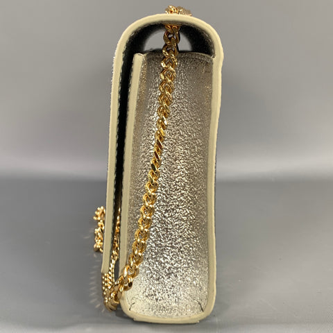 YSL Silver Gold 657228 Metallic Leather Cross Body Bag