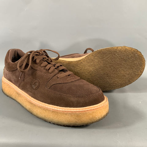 CLARKS Size 11 Brown Suede Lace Up Sneakers