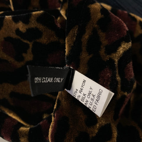 SUMMER TOMPKINS Brown Black Leopard Silk & Rayon Velvet Scarf