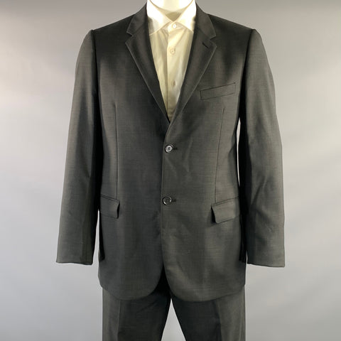 CALVIN KLEIN COLLECTION Chest Size 40 Grey Dark Wool Notch Lapel Suit