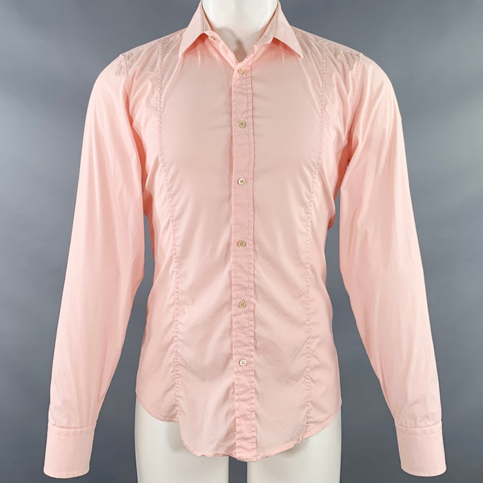 GUCCI Size M Pink Cotton Blend Slim Fit Long Sleeve Shirt