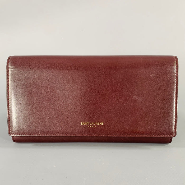SAINT LAURENT Amarena Burgundy Leather Wallet