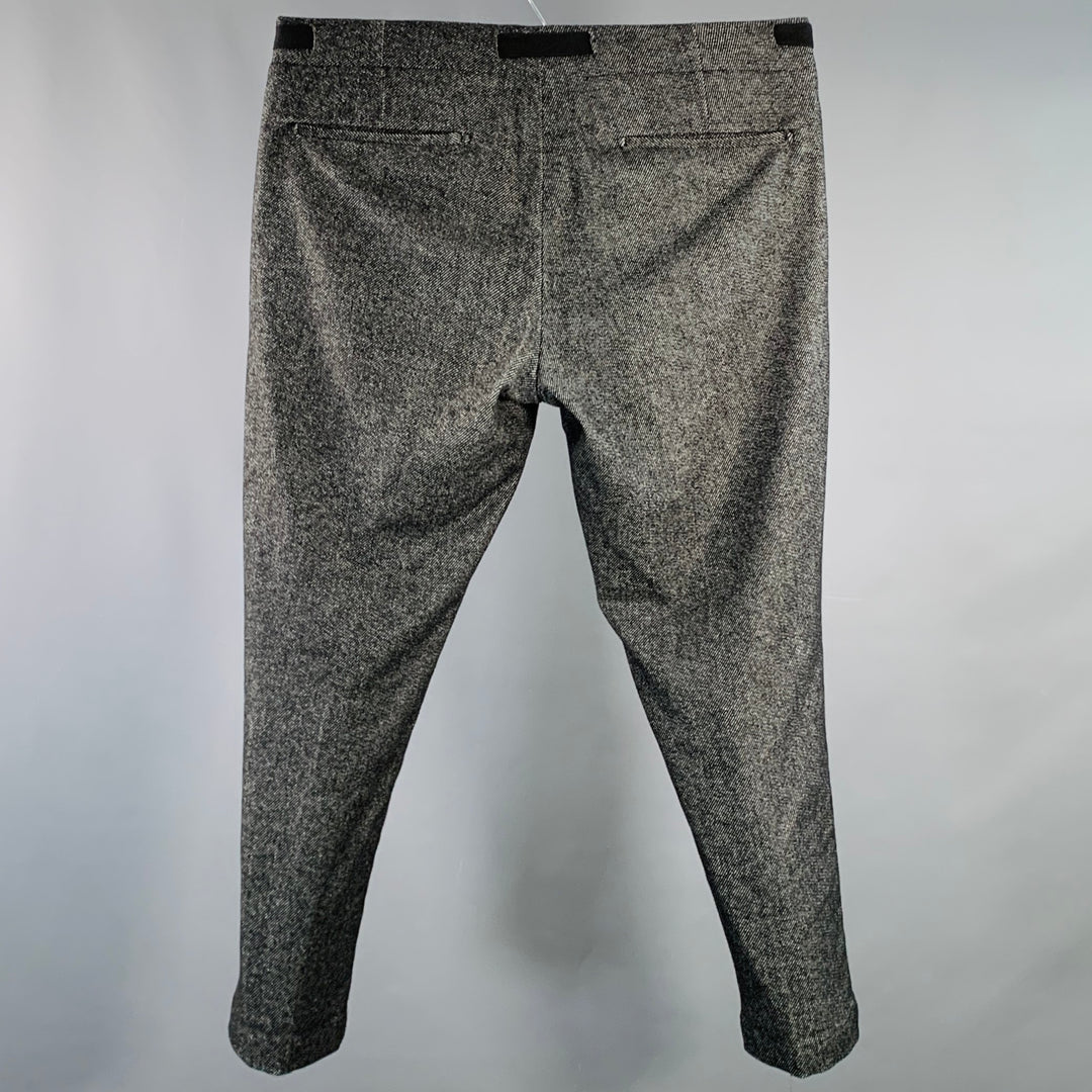 ENTRE AMIS Size 33 Black White Tweed Cotton Blend Drawstring Casual Pants