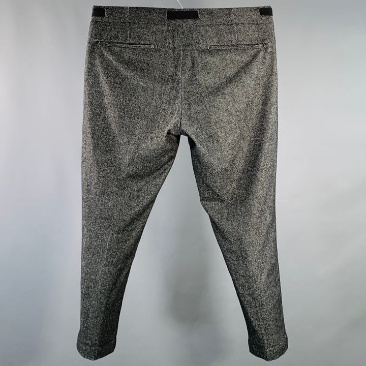 ENTRE AMIS Size 33 Black White Tweed Cotton Blend Drawstring Casual Pants