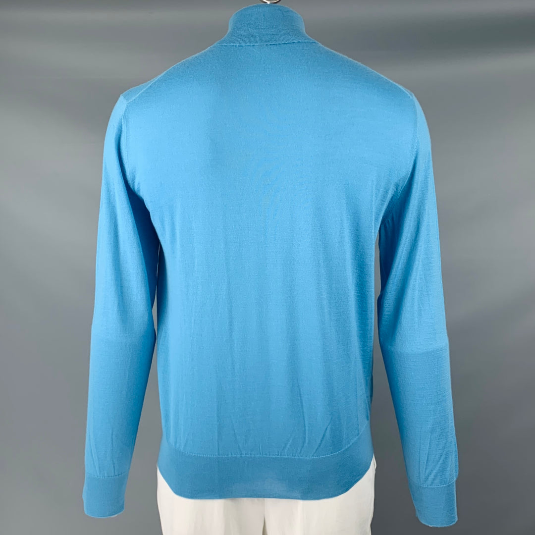 BAMFORD & SONS Size XL Blue Knit Cashmere Turtleneck Pullover