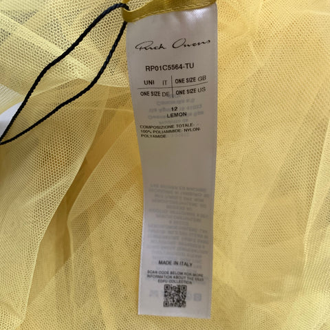 RICK OWENS SS2023 Size One Size Yellow Mesh Polyamide Hooded Coat