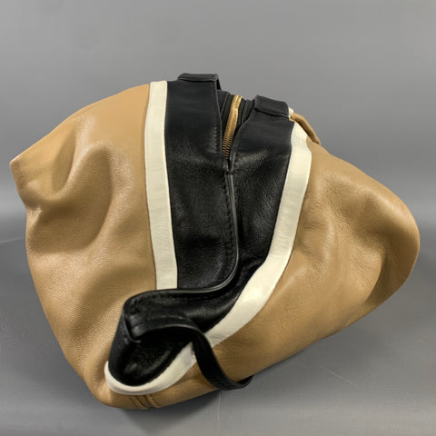 PHILLIP LIM Black Tan Color Block Leather Hobo Bag