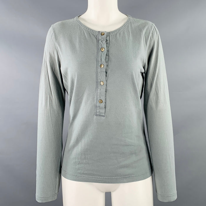 DRIES VAN NOTEN Size M Green Sage Cotton Henley Casual Top