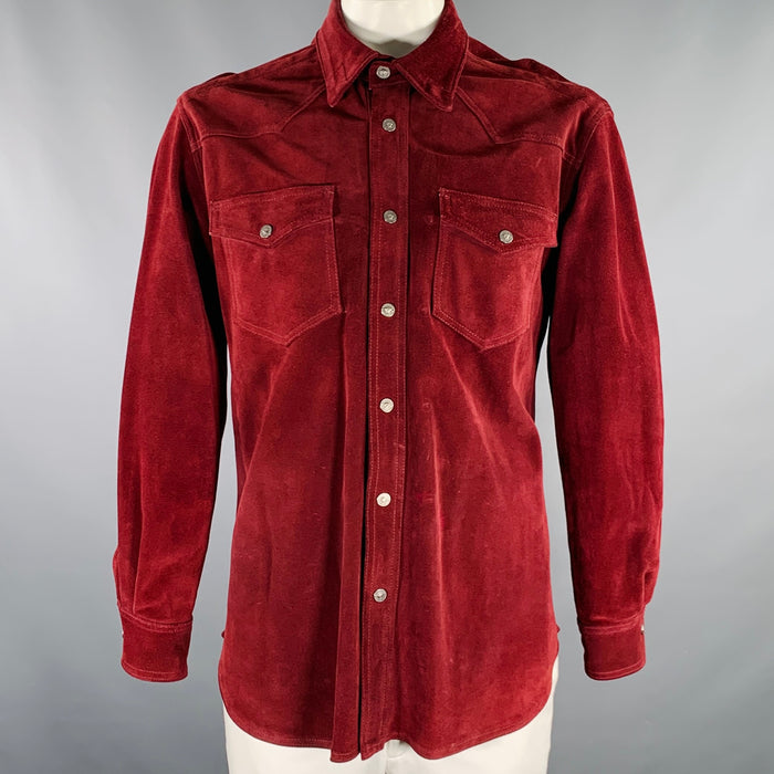 VERSACE JEANS COUTURE Size XL Burgundy Suede Western Shirt Jacket