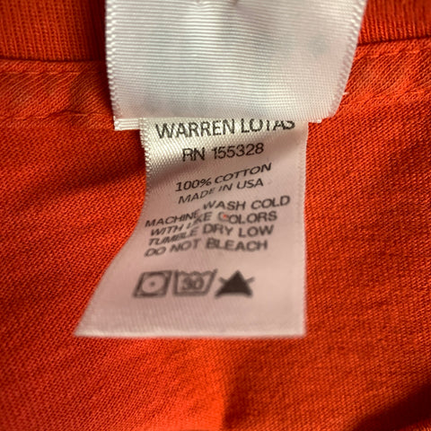 WARREN LOTAS Size L Orange Graphic Cotton Crew Neck Pullover