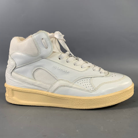 JIL SANDER Size 8 White Leather High Top Sneakers