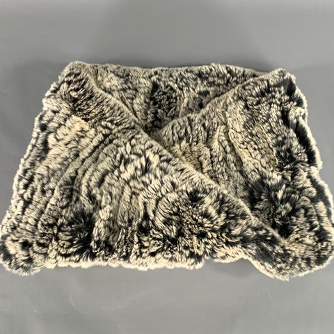 SURELL Black Light Grey Knit Rabbit Shawls