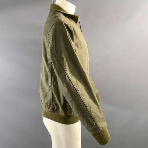 IRON HEART Size M Green Khaki Cotton Zip Up Jacket
