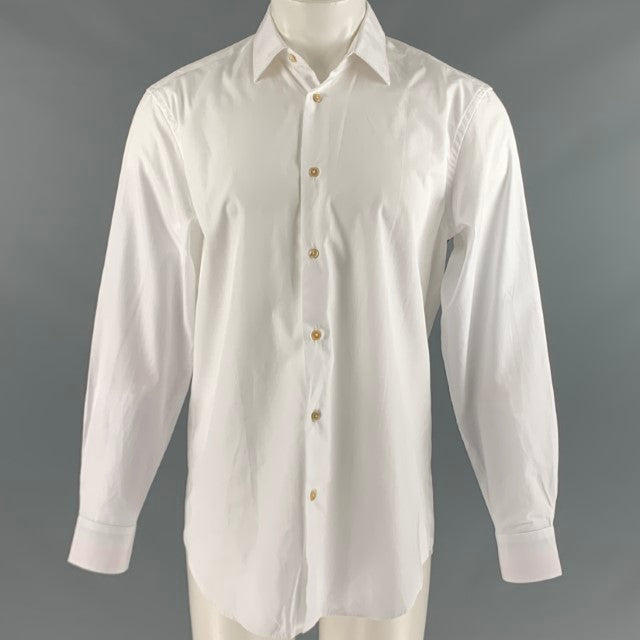 PAUL SMITH Camisa de manga larga en mezcla de algodón blanca talla M