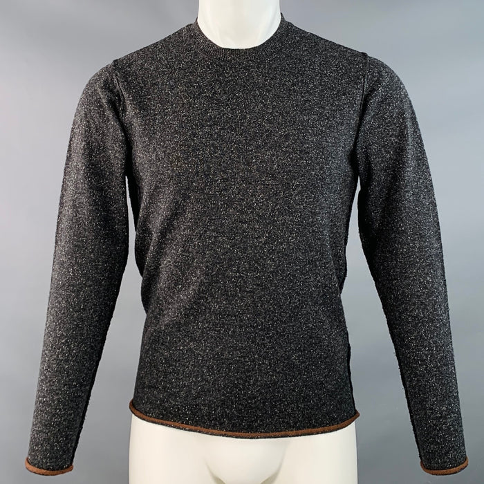 PAUL SMITH Size S Charcoal Grey Black Wool Silk Crew Neck Pullover