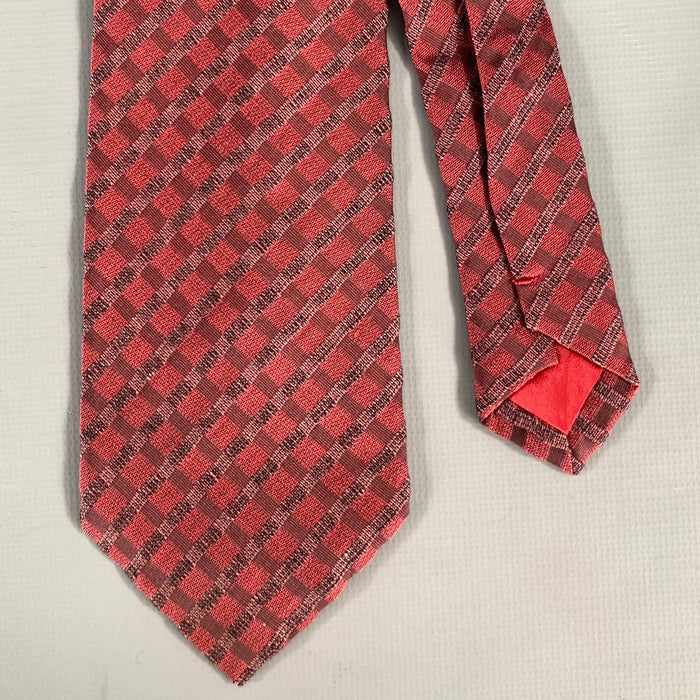 ISSEY MIYAKE Red Burgundy Plaid Silk Tie