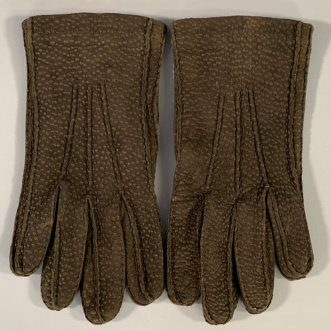 LORO PIANA Size L Brown Capybara Leather Gloves