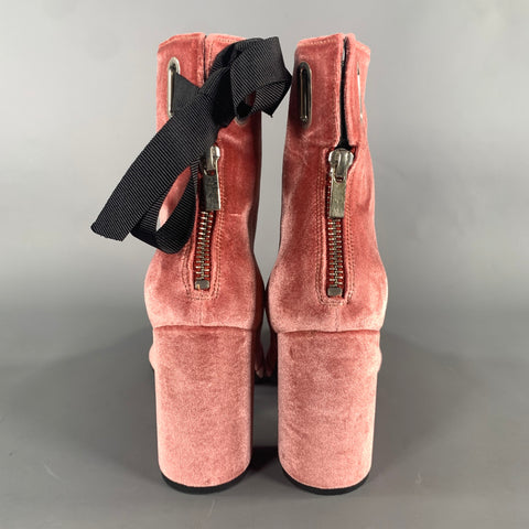 ROBERT CLERGERIE Size 7 Pink Black Velvet Pointed Toe Boots