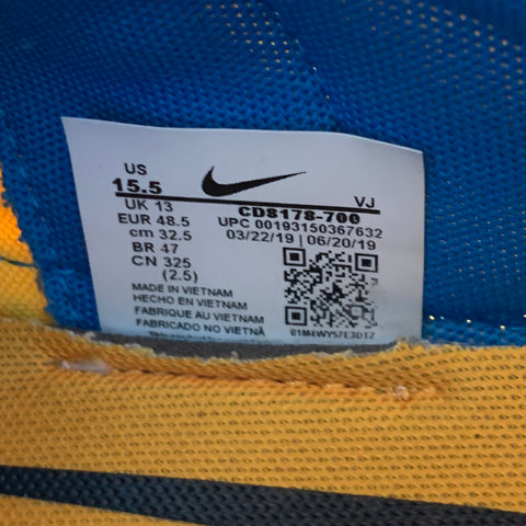 OFF-WHITE x NIKE 2020 Size 15.5 Yellow Blue Color Block Acetate Sneakers