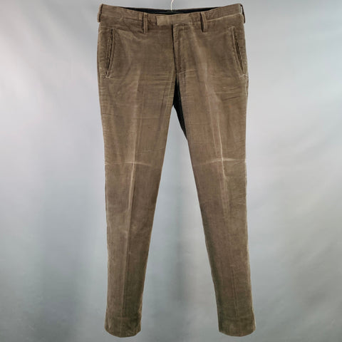 PRINGLE Size 32 Taupe Corduroy Cotton Pleated Casual Pants